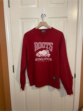 Roots Athletics Vintage Canadian Deep Red Pullover Sweatshirt Size Small